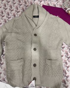 Men's Cream Cable Knit Cardigan