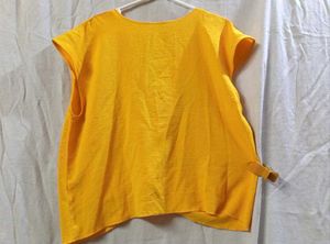 Sunshine Yellow Draped V-Neck Top