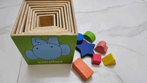 Wooden Shape Sorting Stacking Blocks Toy 8