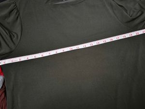Dark Olive Green Puff Sleeve Top