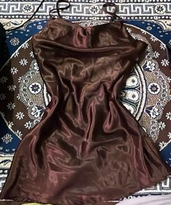 Brown Satin Cami Dress