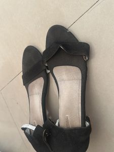 Black Suede Block Heel Sandals