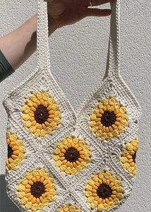 Crochet Sunflower Tote Bag