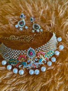 Stunning Peacock Design Necklace & Earring Set