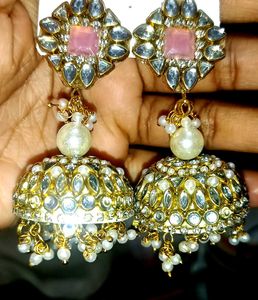 Handmade Kundan Jhumka Earrings