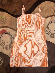 Orange &amp; White Swirl Mini Dress