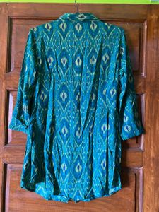 Vibrant Teal Ikat Print Kurta/dress