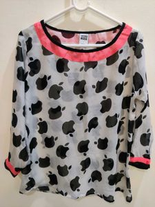 Vero Moda Apple Print Sheer Top
