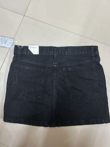 Black Denim Mango Mini Skirt
