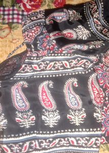 Boho Print satin silk saree