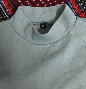 Light Blue Mock Neck Top