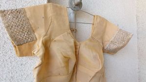creame embellished saree with matching blouse