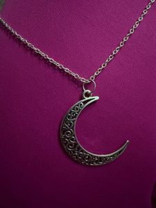 Silver Crescent Moon Necklace