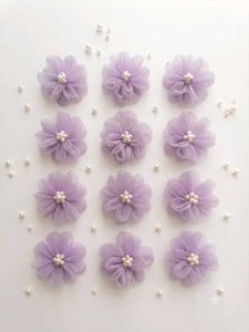 Pastel Purple Tulle Flower Appliques Pack Of 12