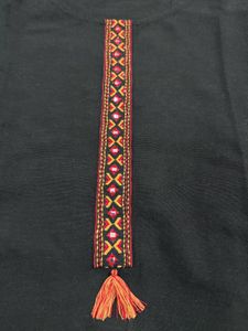 Imara Black Embroidered Cotton Kurta (Size S)