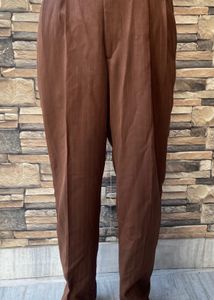 Men's Brown Striped Formal Trousers