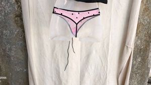 I. Pink Heart Print Thong Panty