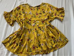 HARPA Yellow Floral Peplum Top