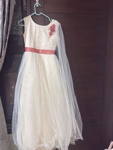 Elegant Cream Gown with Floral Embellishment