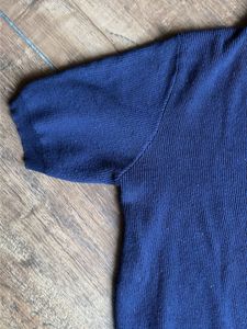 Navy Blue Collared Knit Top Free Size