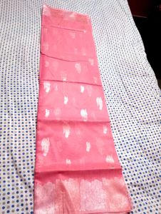 Beautiful Pink Saree with Silver Work