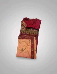 Maroon embroidery border saree with blouse