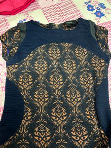 Navy Blue Printed Bodycon Dress