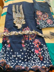 Navy Floral Embroidered Shalwar Kameez