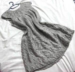 Boho Cozy Grey Knit Sweater Dress