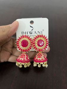 Fuschia pink Jhumka Earrings