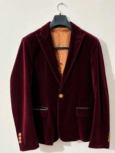 Men's Burgundy Velvet Blazer