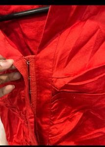 New coverstory Red Ruched Button-Up Shirt