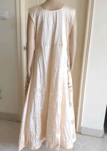 Embroidered Sleeveless Silk Gown