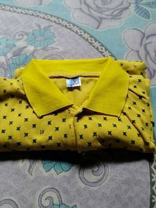 Yellow Polo T-Shirt with Black Print