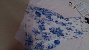 Floral Strapless Dress💙❄️(no white jacket)