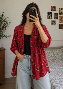 Korean Floral Shirt, Textured & Oversized