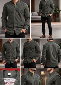 Mufti Branded Olive Green Corduroy Shirt