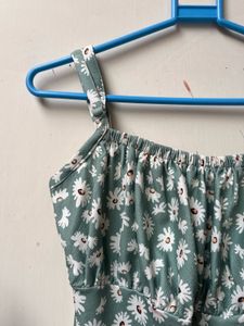 Cute Green Daisy Print Midi bodycorn dress
