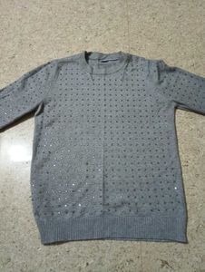 Gray Embellished Sweater