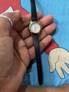Timex Women's Black Leather Watch