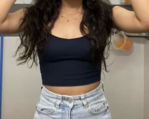 Navy Blue Fitted Cropped Top