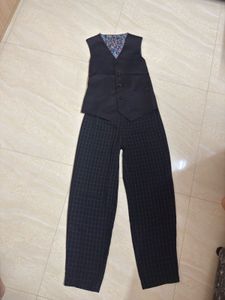 Classy Black Vest & Checkered Pants Set