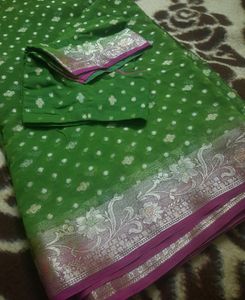 Pale Green Saree With Blouse