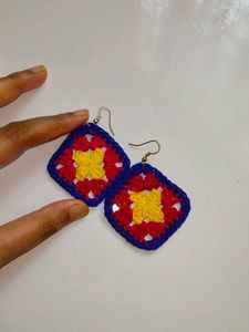 Handmade Crochet Granny Square Earrings
