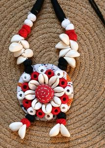 ethnic fabric Shell Necklace