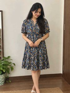 Boho Paisley Print Puff Sleeve Dress