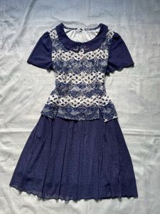 Blue &amp; White Lace Dress