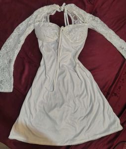 Backless Corset Lace Trim Off-White dress