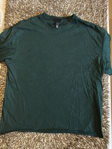 Solid Dark Green Cropped T-Shirt