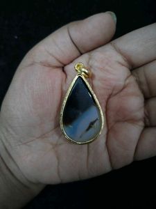 Brass Vintage Crystal Teardrop Pendant
